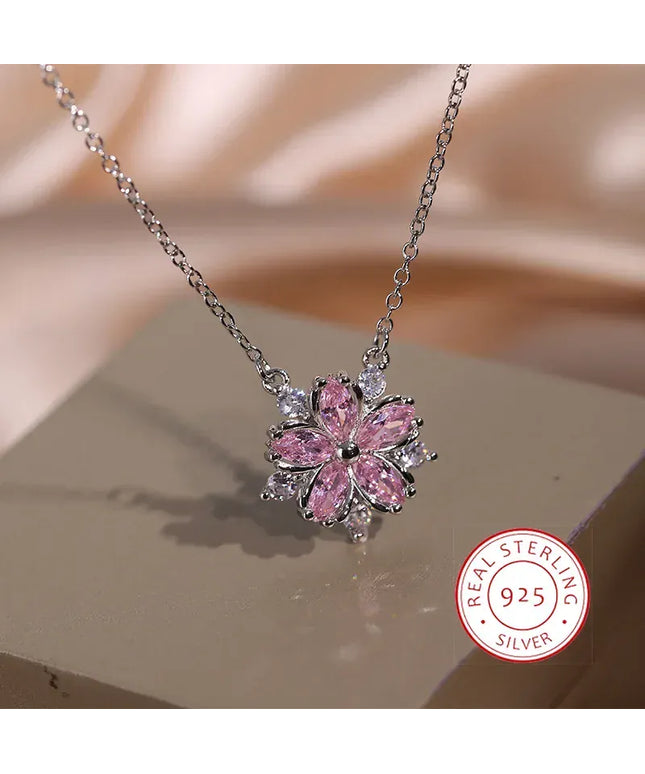KissICON KissIcon Cherry Blossom Pendant Necklace Pink Zircon Shine