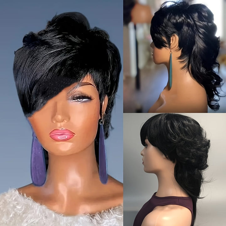 Kissicon Chic Mullet Pixie Wig Flattering Wave Ring