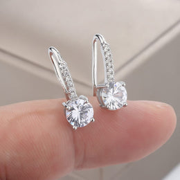 KissICON KissIcon Classic 925 Silver Plated Zircon Earrings - Shiny