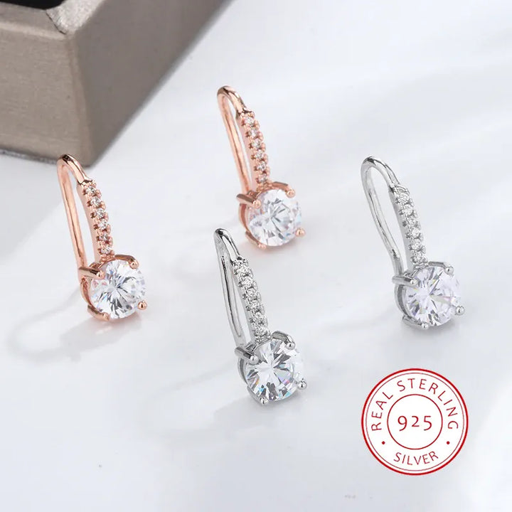 KissIcon Classic 925 Silver Plated Zircon Earrings - Shiny