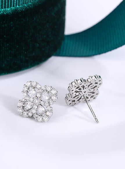 KissICON KissIcon Classic Clover Stud Earrings - Oval Zircon