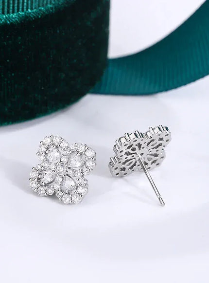 KissICON KissIcon Classic Clover Stud Earrings - Oval Zircon