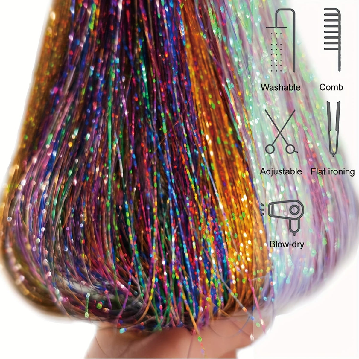 KissICON KissIcon Clip In Hair Tinsel TwelvePcs - Sparkly