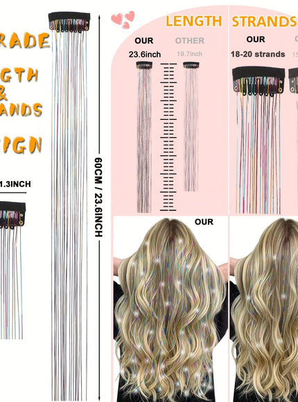 KissICON KissIcon Clip In Hair Tinsel TwelvePcs - Sparkly