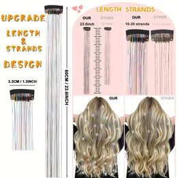 KissICON KissIcon Clip In Hair Tinsel TwelvePcs - Sparkly