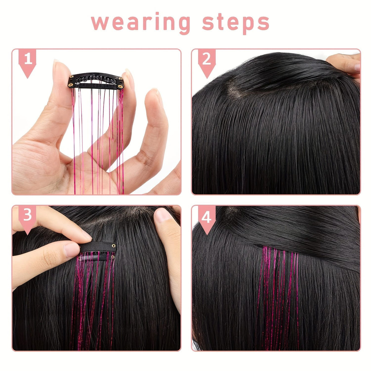 KissICON KissIcon Clip In Hair Tinsel TwelvePcs - Sparkly