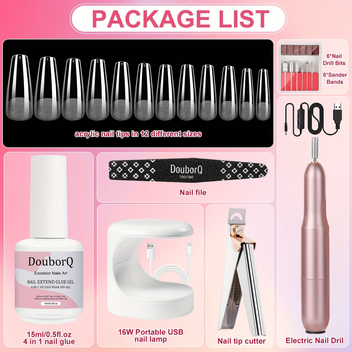 KissICON KissIcon Coffin Nail Tips Gel X Kit -