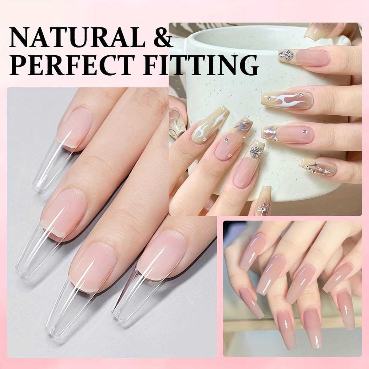 KissICON KissIcon Coffin Nail Tips Gel X Kit -