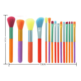 KissICON KissIcon Colourful 15pcs Makeup Brush Set - Gift