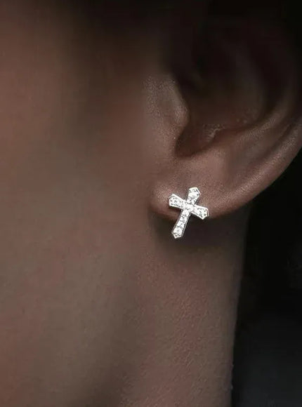 KissICON Kissicon Cross Earrings – Men Zircon Punk