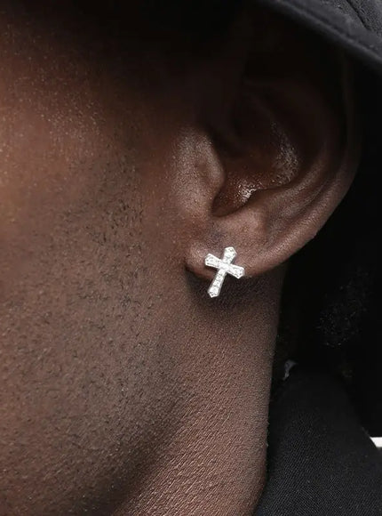KissICON Kissicon Cross Earrings – Men Zircon Punk