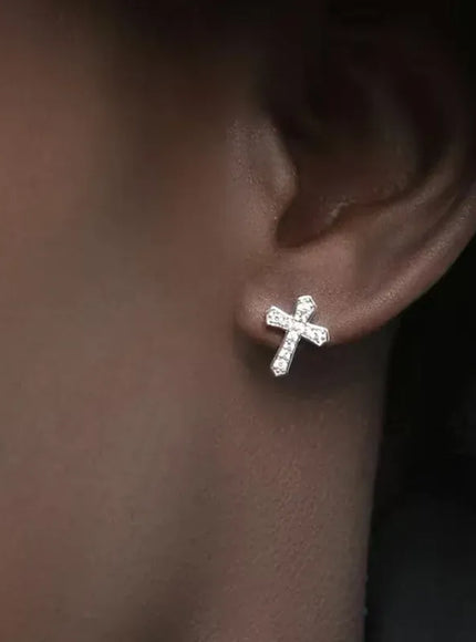 KissICON Kissicon Cross Earrings – Men Zircon Punk