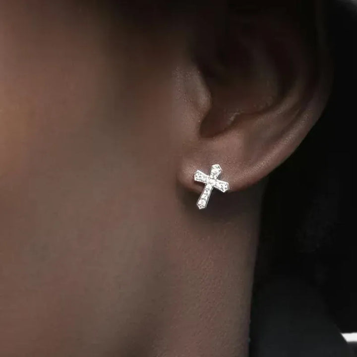 Kissicon Cross Earrings – Men Zircon Punk