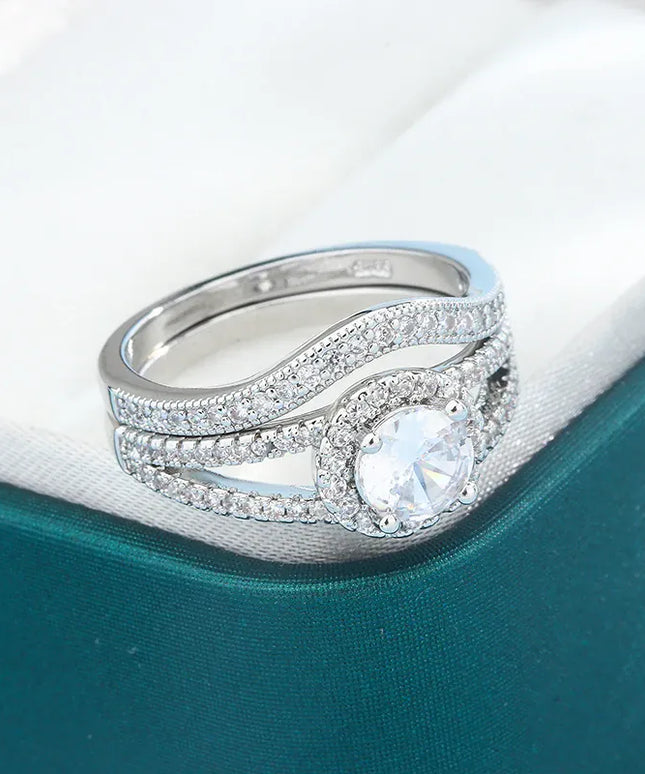 Dropshipman KissIcon Crystal Zircon Rings Set - Sparkling Bride