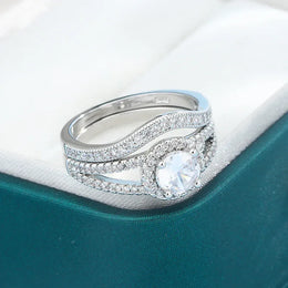 Dropshipman KissIcon Crystal Zircon Rings Set - Sparkling Bride