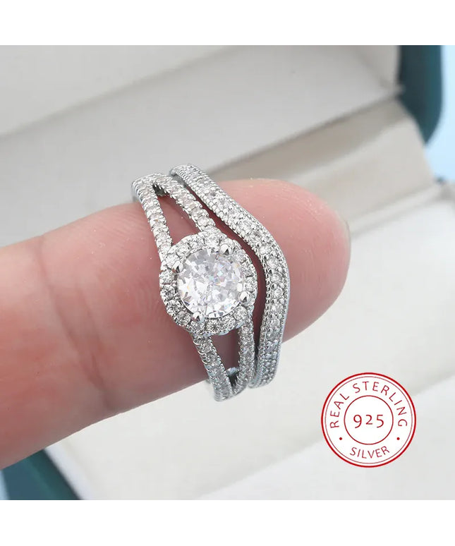 Dropshipman KissIcon Crystal Zircon Rings Set - Sparkling Bride