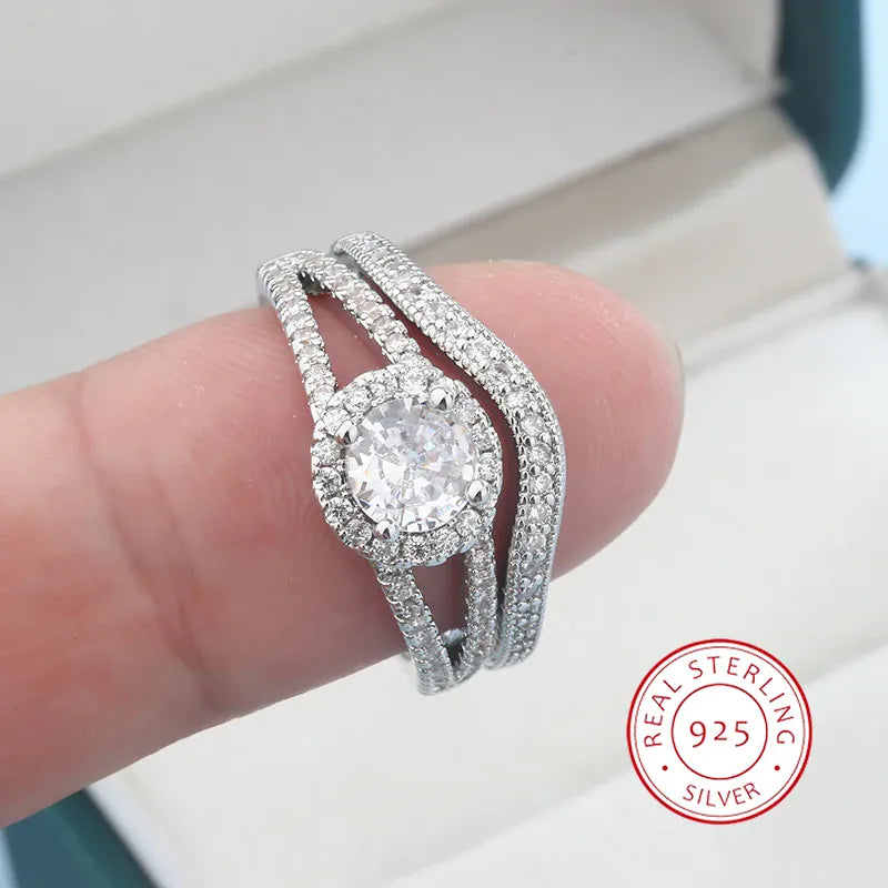 Dropshipman KissIcon Crystal Zircon Rings Set - Sparkling Bride