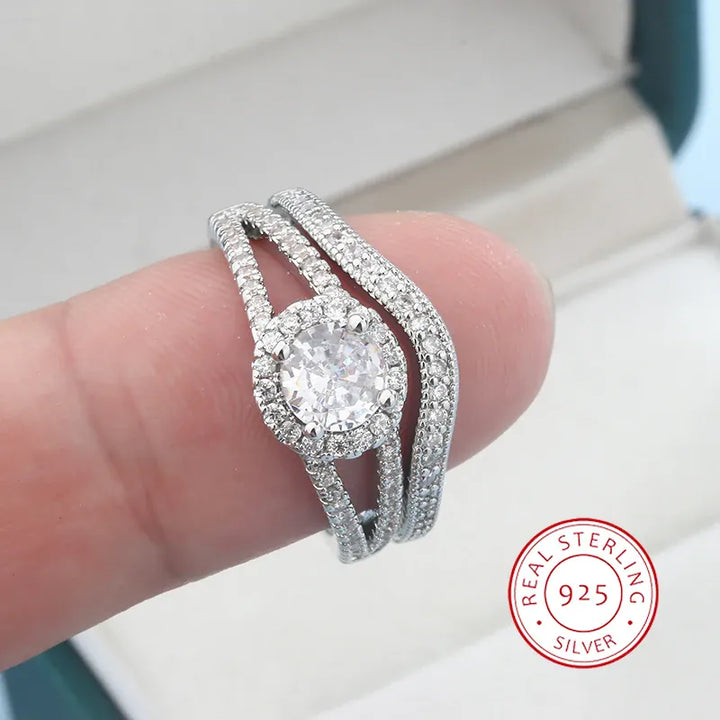 KissIcon Crystal Zircon Rings Set - Sparkling Bride