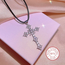 KissICON KissIcon Cubic Zirconia Cross Necklace - 925 Silver Plated