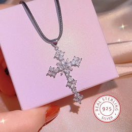KissICON KissIcon Cubic Zirconia Cross Necklace - 925 Silver Plated