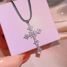 KissICON KissIcon Cubic Zirconia Cross Necklace - 925 Silver Plated