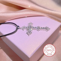 KissICON KissIcon Cubic Zirconia Cross Necklace - 925 Silver Plated