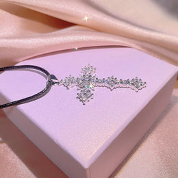 KissICON KissIcon Cubic Zirconia Cross Necklace - 925 Silver Plated