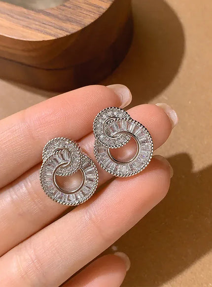 KissICON KissIcon CZ Multi Layer Hoop Earrings Hypoallergenic Daily
