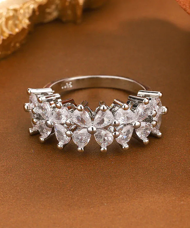 Dropshipman KissIcon Dainty CZ Clover Ring - 925 Silver Plated Luck