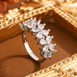 Dropshipman KissIcon Dainty CZ Clover Ring - 925 Silver Plated Luck