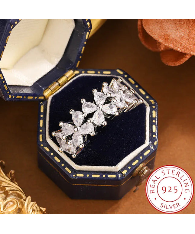 Dropshipman KissIcon Dainty CZ Clover Ring - 925 Silver Plated Luck