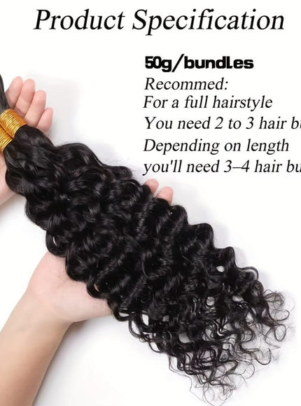 KissICON KissIcon Deep Wave Bulk Hair 50g Braiding Extensions