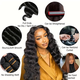 KissICON KissIcon Deep Wave Hair Bundles 4x4 Closure -