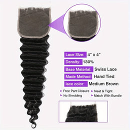 KissICON KissIcon Deep Wave Hair Bundles 4x4 Closure -