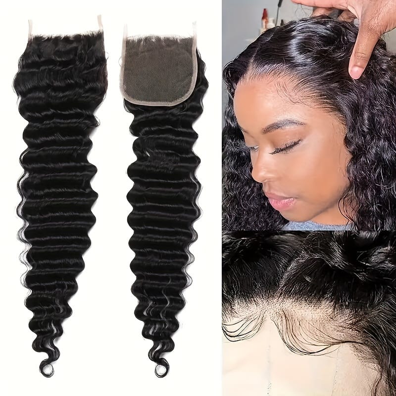 KissICON KissIcon Deep Wave Hair Bundles 4x4 Closure -