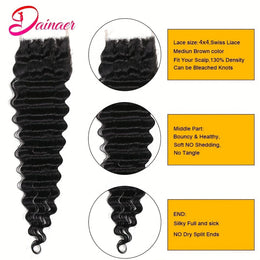 KissICON KissIcon Deep Wave Hair Bundles 4x4 Closure -