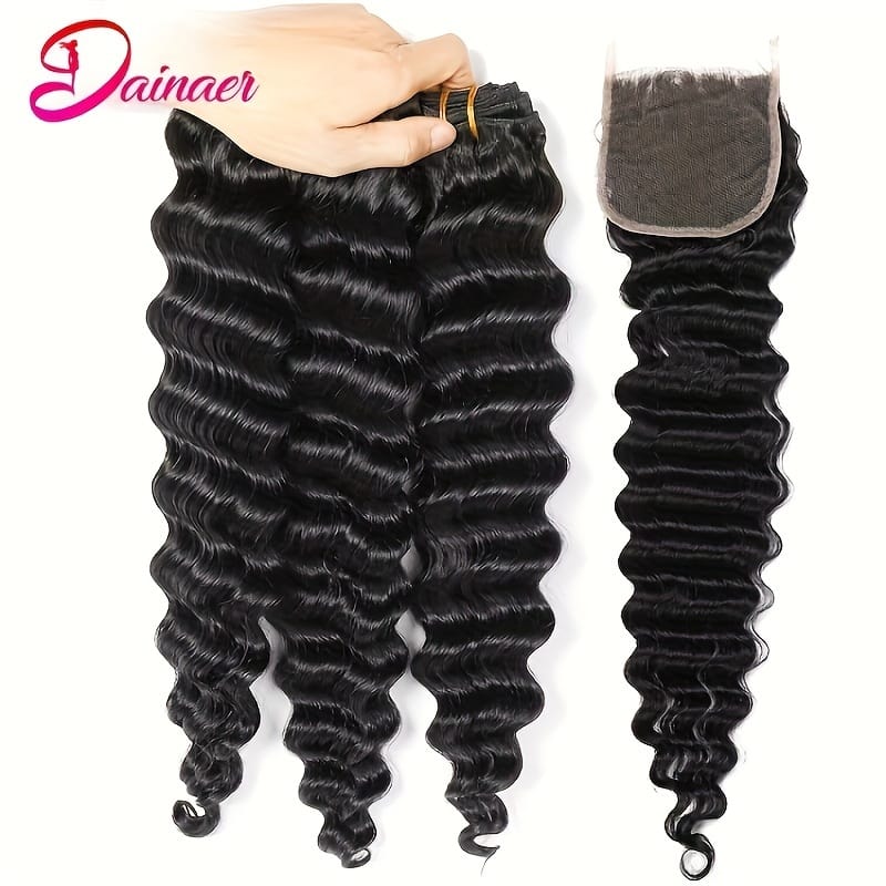 KissICON KissIcon Deep Wave Hair Bundles 4x4 Closure -