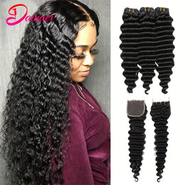 KissICON KissIcon Deep Wave Hair Bundles 4x4 Closure -