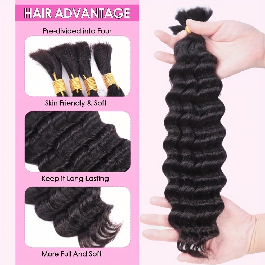 KissICON KissIcon Deep Wave Human Braiding Hair 2 Bundles