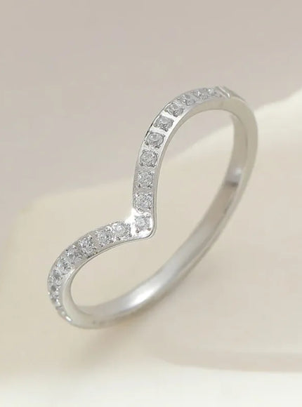 KissICON Kissicon Delicate Bling V Ring – Stainless Gold Shine
