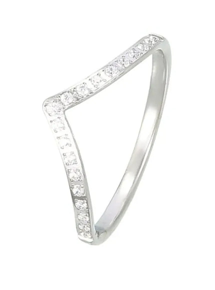 KissICON Kissicon Delicate Bling V Ring – Stainless Gold Shine