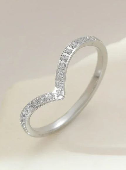 KissICON Kissicon Delicate Bling V Ring – Stainless Gold Shine