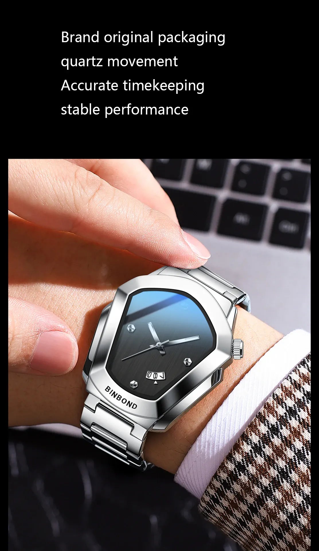 KissICON KissIcon Diamond Shaped Men Watch Waterproof Strap -