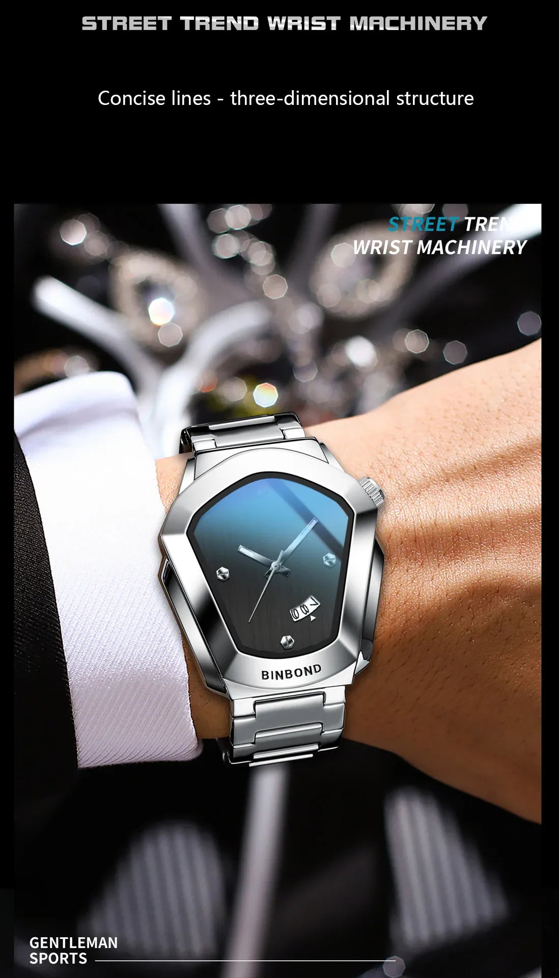 KissICON KissIcon Diamond Shaped Men Watch Waterproof Strap -