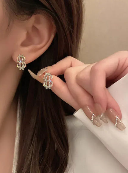 KissICON Kissicon Dollar Symbol Crystal Stud Earring – Sparkle