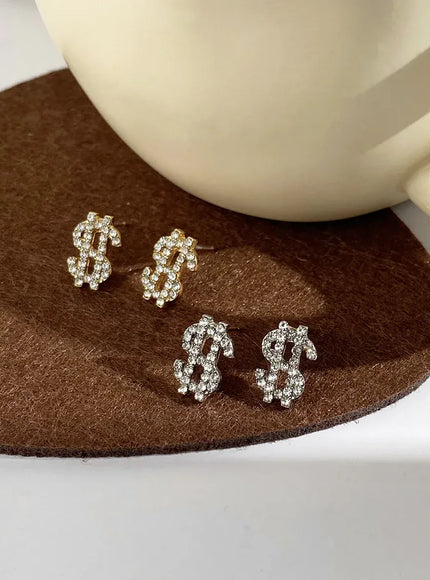 KissICON Kissicon Dollar Symbol Crystal Stud Earring – Sparkle
