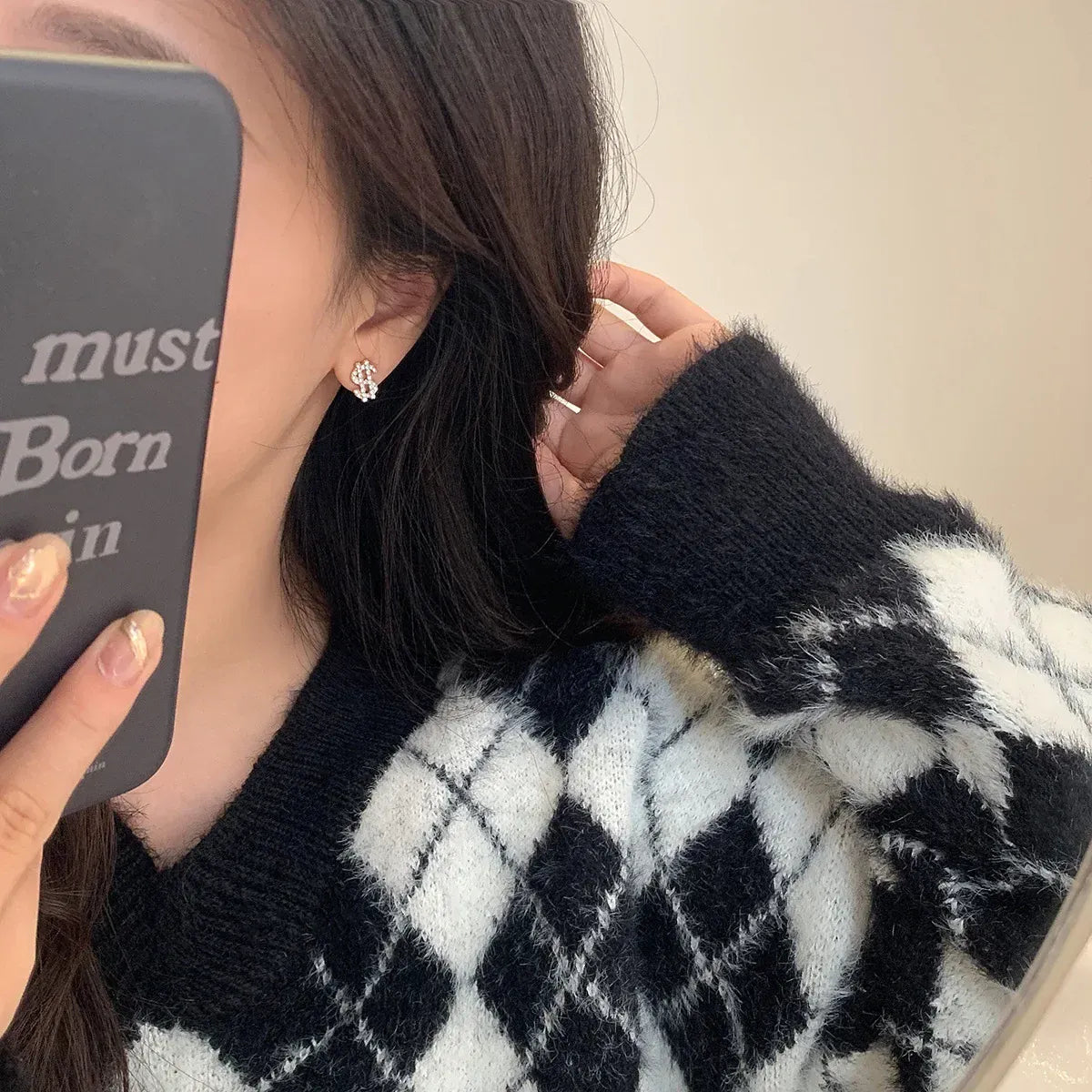 KissICON Kissicon Dollar Symbol Crystal Stud Earring – Sparkle