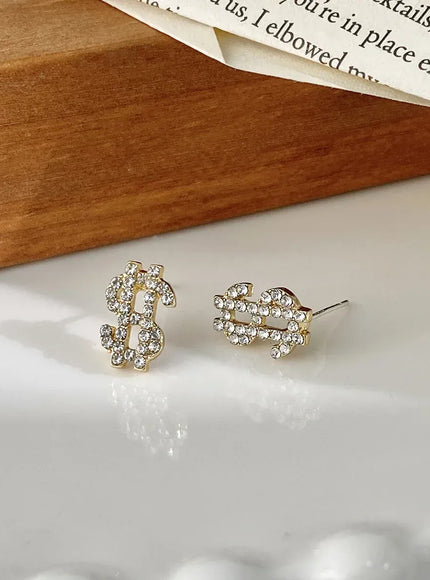 KissICON Kissicon Dollar Symbol Crystal Stud Earring – Sparkle