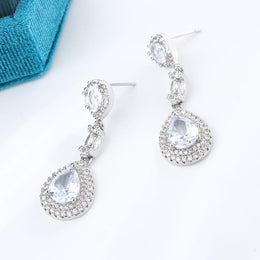 KissICON KissIcon Drop CZ Pendant Earrings - Sparkling Silver Shine