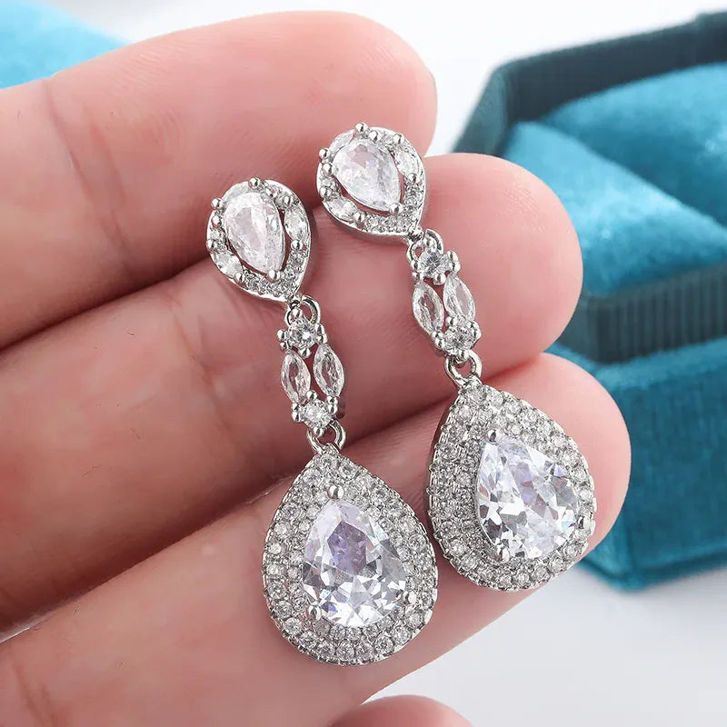 KissICON KissIcon Drop CZ Pendant Earrings - Sparkling Silver Shine